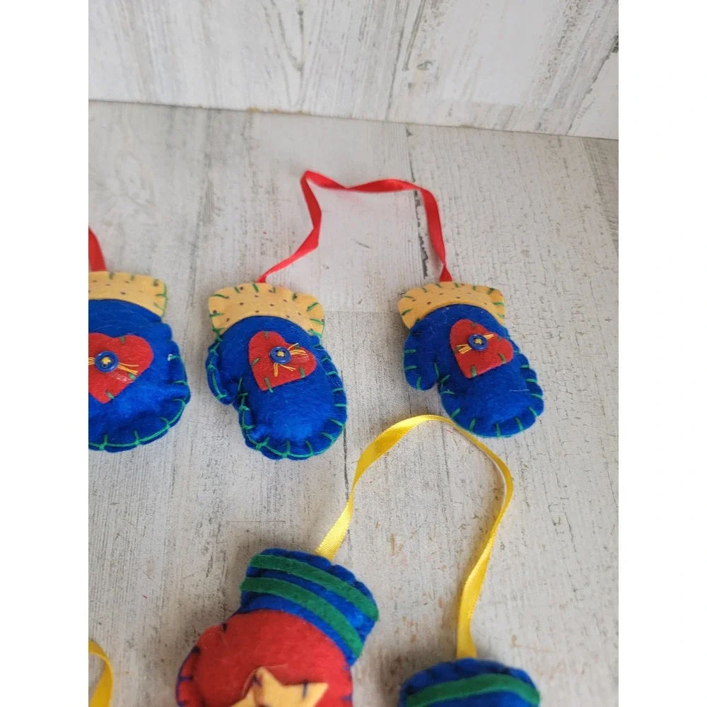 Mini felt mitten star heart ornament Xmas set plush home decor figure